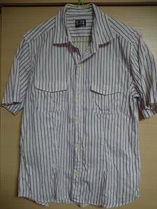 112* cheap TAKEO KIKUCHI Takeo Kikuchi short sleeves stripe shirt light pink size 4(L) postage 370 jpy *