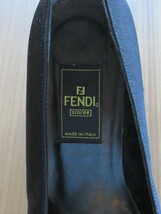  FENDI フェンディ◆ズッカ金具◆パンプス 靴◆ブラック◆ラインストーン金具◆サテン◆サイズ 36_画像4