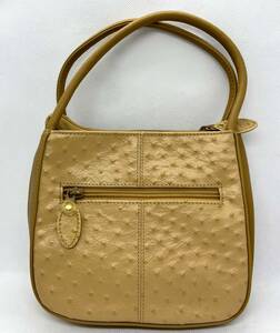 中古　美品　ミニハンドバッグ　レザー　ベージュ　レディースバック　16.5×18.5/1844