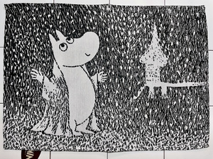 MOOMIN круг .go Blanc ткань коврик под приборы снег .. ночь . Moomin 