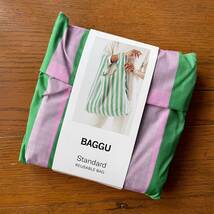 BAGGU　STANDARD BAGGU　廃番品　2023春夏　ストライプ ピンク×グリーン　スタンダードバグゥ　エコバッグ_画像2