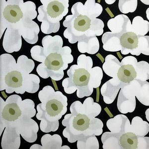 marimekko　ハーフカットクロス／はぎれ　ミニウニッコ　ブラック×グリーン×ホワイト　68×50cm　マリメッコ