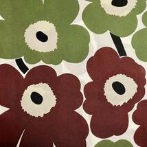 marimekko　ハーフカットクロス／はぎれ　ピエニウニッコ　ブラウン×グリーン　廃番色　68×50cm　マリメッコ_画像1