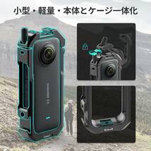 Insta360 X3対応 カメラビデオケージ デュアルコールドシューマウント付属 1/4のネジ穴 アルミ合金製ケース シリコン製レンズプロテクター_画像6