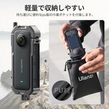 Insta360 X3対応 カメラビデオケージ デュアルコールドシューマウント付属 1/4のネジ穴 アルミ合金製ケース シリコン製レンズプロテクター_画像5