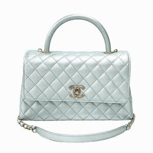 シャネル CHANEL ココハンドル29 A92991 メタリックグリーン ゴールド金具 キャビアスキン ハンドバッグ レディース 中古