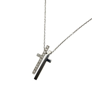  Gucci GUCCI раздельный Cross diamond колье K18 белое золото бриллиант ювелирные изделия б/у 