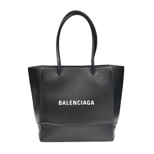 バレンシアガ BALENCIAGA ショッピングトートXXS 597858 ブラック レザー トートバッグ レディース 中古