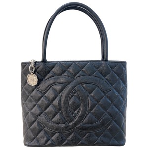 シャネル CHANEL 復刻トート A01804 ブラック　シルバー金具 キャビアスキン トートバッグ レディース 中古