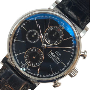  Inter National часы Company IWC Portofino * хронограф IW391008 черный нержавеющая сталь наручные часы мужской б/у 