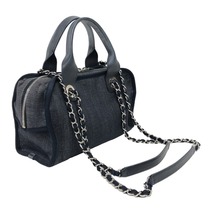 シャネル CHANEL ドーヴィル ボーリング A92749 ネイビー　シルバー金具 デニム ハンドバッグ レディース 中古_画像4