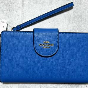 新品 コーチ クロスグレイン レザー テック ウォレット 折り財布  COACH C2869 ブルー Blue 正規品 未使用品 柳委8507の画像1