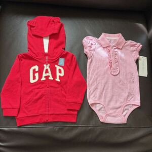 未使用　2枚セット　Ralph Lauren Baby ( Pink, 75サイズ)GAP babyGap パーカ(Red、70) Girl