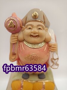 高級製品! 総檜材 仏教工芸品 仏師で仕上げ品 七福神 大黒天立像 木彫仏教 精密彫刻