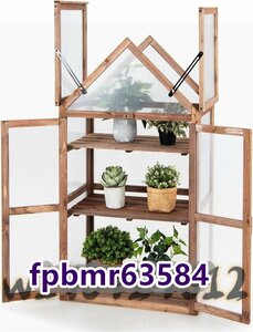  quality guarantee * practical use greenhouse wooden glass greenhouse flower stand outdoors wooden home use stand for flower vase greenhouse storage rack plant greenhouse 3 floor portable transparent heat insulating material 