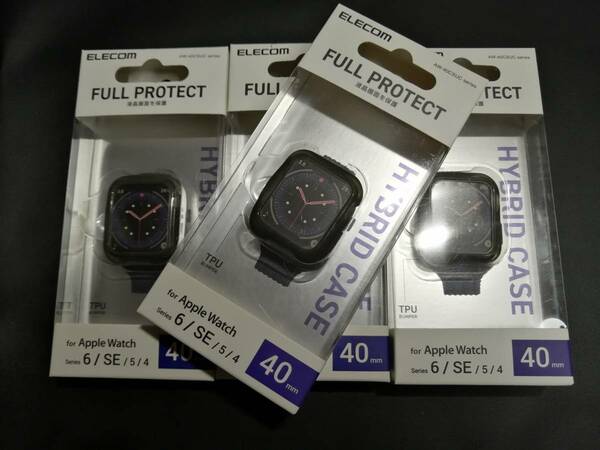 【4個】エレコム Apple Watch 40mm 用 フルカバーケース ハイブリッド AW-40CSUCBKC　4549550207317