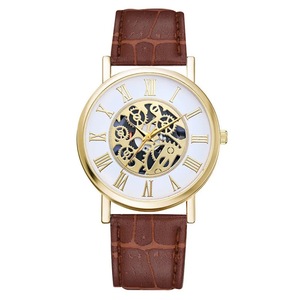 時計　腕時計 ギリシャ文字 アナログ メンズ クォーツ レザー ベルト　高品質 レザー ファッション時計　ゴールド 男女兼用　ブラウン