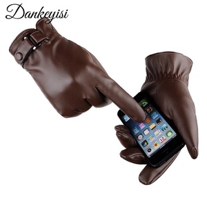  gloves men's leather gloves leather glove reverse side nappy lady's leather protection against cold smart phone liquid crystal touch panel correspondence smartphone gloves Brown 1