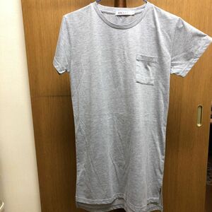 半袖　Tシャツ　グレー　ロングTシャツ　赤のれん　Mサイズ ポケットTシャツ