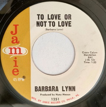 ★ Barbara Lynn 【US盤 Soul 7" Single】 To Love Or Not To Love / Promises 　 (Jamie 1251) 1963年 / バーバラ・リン_画像1