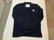 美品　Abercrombie&Fitch アバクロ　カーディガン　Ｌ　紺色_画像1