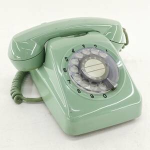 日本電信電話公社 ダイヤル式電話機 601-A2 緑 グリーン 昭和レトロ アンティーク 動作確認済み#12052