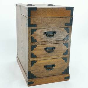 送料無料 収納箱 裁縫箱 小物入れ ソーイングボックス 箪笥 木製 小引き出し レトロ アンティーク 古道具#11811