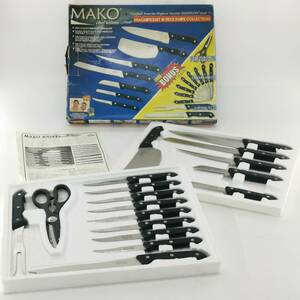送料無料 未使用長期保管品 MAKO professional chef KNIVES マコナイフ 18点セット(1点欠品あり) シェフロンスチール#11694