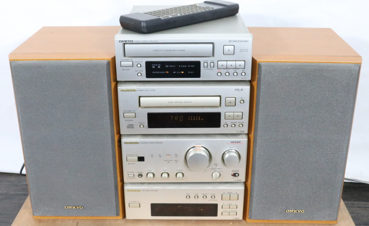 ト滝】ONKYO オンキョー システムコンポ K-V77 カセットデッキ C-705X