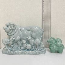 干支 置物 ８点セット 陶芸品 ひつじ さる とり 馬 うしなど まとめて 陶器製 a295_画像2