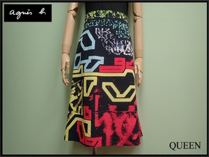  free shipping agnes b×LEK SOWAT design skirt *36^ Agnes B / France made /23*10*1-6