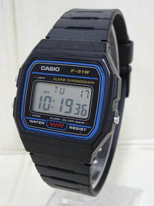 (つ-U-510)CASIO カシオ 腕時計 F-91W デジタル ブラック 動作品 中古