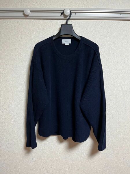 YOKE 19aw 7G ALPACA WOOL CARDIGAN RIB STITCH KNIT(dark navy)