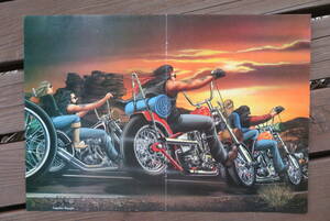 当時物 70's David Mann Easyriders ポスター ハーレー アメリカ ヴィンテージ ガレージ インテリア USA USED（A-374） 