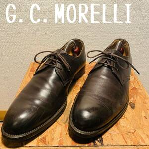 （377）ジャンカルロモレリ　焦茶　プレーントゥ　紳士靴　41=26cm相当　G.C.morelli REGAL ビジネスシューズ