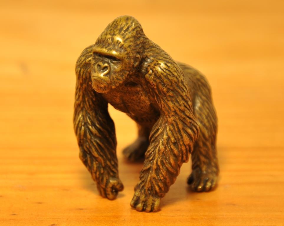 Solid brass Solid brass Casting Realistic Ornament Figurine Interior Object Animal Gorilla Handmade Handmade, Interior accessories, ornament, others