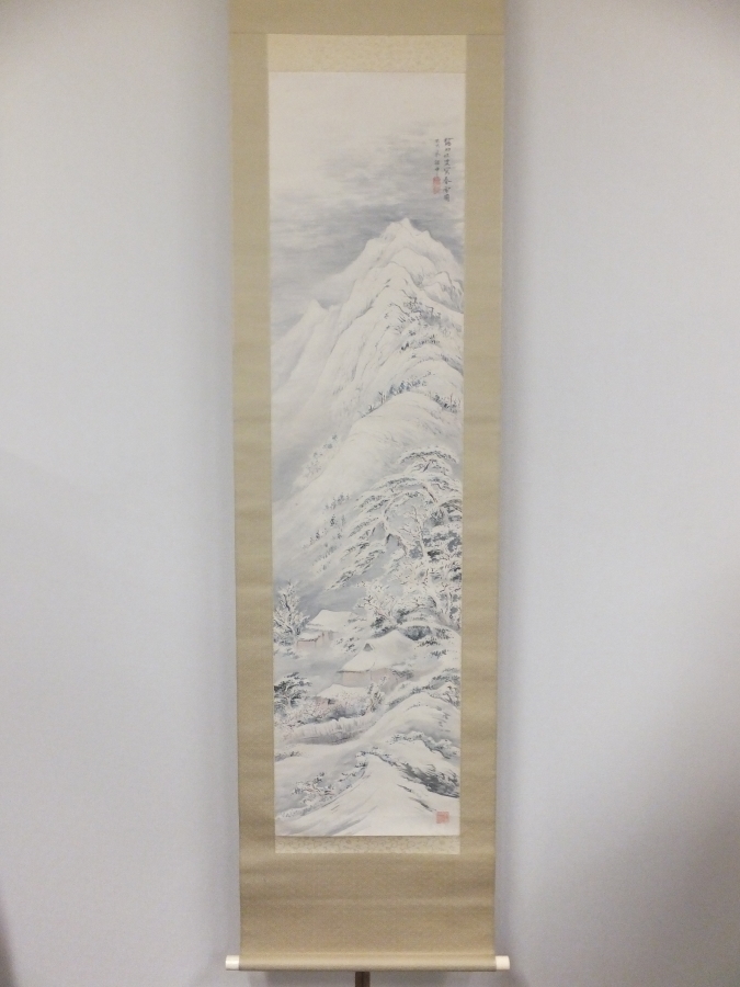 [Autenticidad garantizada] Nieve primaveral pintada a mano por Yano Hashimura, certificado de exposición incluido, caja y caja doble, pintor japonés, pieza de colección (Yano Tetsuzan, Nagamatsu Shunyo), Prefectura de Ehime, Se puede enviar cualquier cantidad de pergaminos colgantes juntos., Cuadro, pintura japonesa, Paisaje, viento y luna