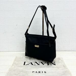 1182◎ オールド ビンテージ LANVIN ランバン バッグ 鞄 ショルダー 斜めがけ 肩掛け ファスナー ブラック レディース