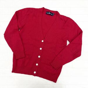 1184◎ RALPH LAUREN ラルフローレン トップス ニット カーディガン 長袖 Vネック フルボタン 無地 レッド レディースM