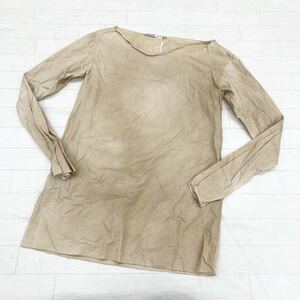 1198◎ イタリア製 miumiu ミュウミュウ トップス カットソー Tシャツ 薄手 長袖 無地 カジュアル ベージュ レディース38