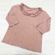 1202◎ PINK HOUSE ピンク ハウス トップス Tシャツ カットソー 襟付き レース 半袖 ロゴ 刺繍 ピンク レディースM_画像1