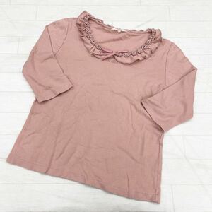 1202◎ PINK HOUSE ピンク ハウス トップス Tシャツ カットソー 襟付き レース 半袖 ロゴ 刺繍 ピンク レディースM