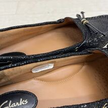 1194◎ Clarks artisan クラークス 靴 デッキ シューズ ローファー フラット ソール カジュアル ブラック レディースEU37_画像8