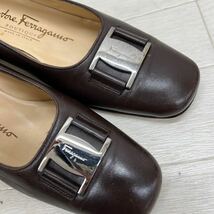 1201◎ ③ イタリア製 Salvatore Ferragamo サルヴァトーレフェラガモ 靴 パンプス スクエアトゥ ブラウン レディース3.5(21.0相当)_画像7