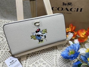 コーチ COACH 長財布 財布 アコーディオン ジップ リジェネラティブ 100周年限定コレクション ミニーマウス プレゼント 新品 a073