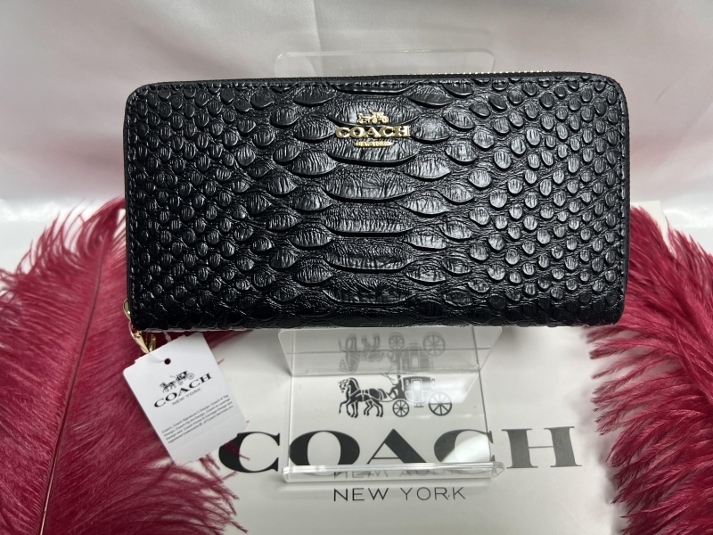 COACH 長財布 財布コーチ レザー エンボスド スネーク レザー ジッピー