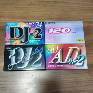 新品 未開封 カセットテープ ハイポジまとめ 4本セット TDK DJ-2 74 SONY 120 CDixII TDK DJ264 TDK HIGH POSITION TYPE2 AD-2 60