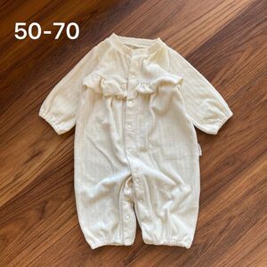 50-70サイズ/ベロアロンパース　カバーオール　新生児　ベビー服 長袖 パジャマ UNIQLO プティマイン