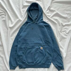 【訳あり】カーハート carhartt スウェットパーカー プルオーバーパーカー 古着 フーディー Hooded 古着 Mサイズ 青 ブルー 送料無料