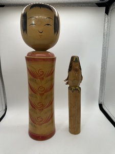 H0112 伝統こけし 高橋武蔵 鳴子 高さ約36cm おまけ 鷹こけし 木地玩具 置物 インテリア 民芸品 伝統 木製 こけし